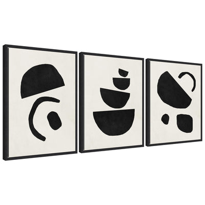 Sylvie Black Geometric Abstracts Framed Canvas Art Set by July Art Prints
