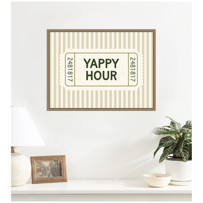 Yappy Hour Ticket Sage Green Wall by Lucky Guava Framed Canvas Wall Art Print