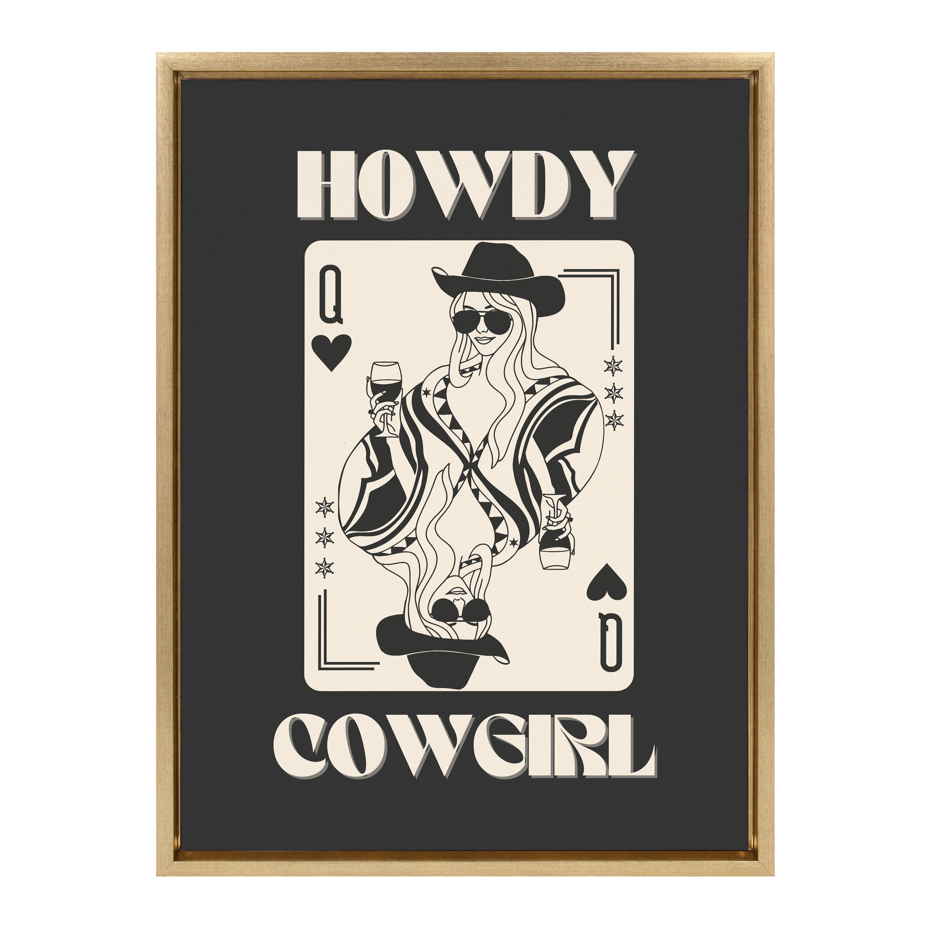 Sylvie Howdy Cowgirl Queen Framed Canvas by Honey Island Studio