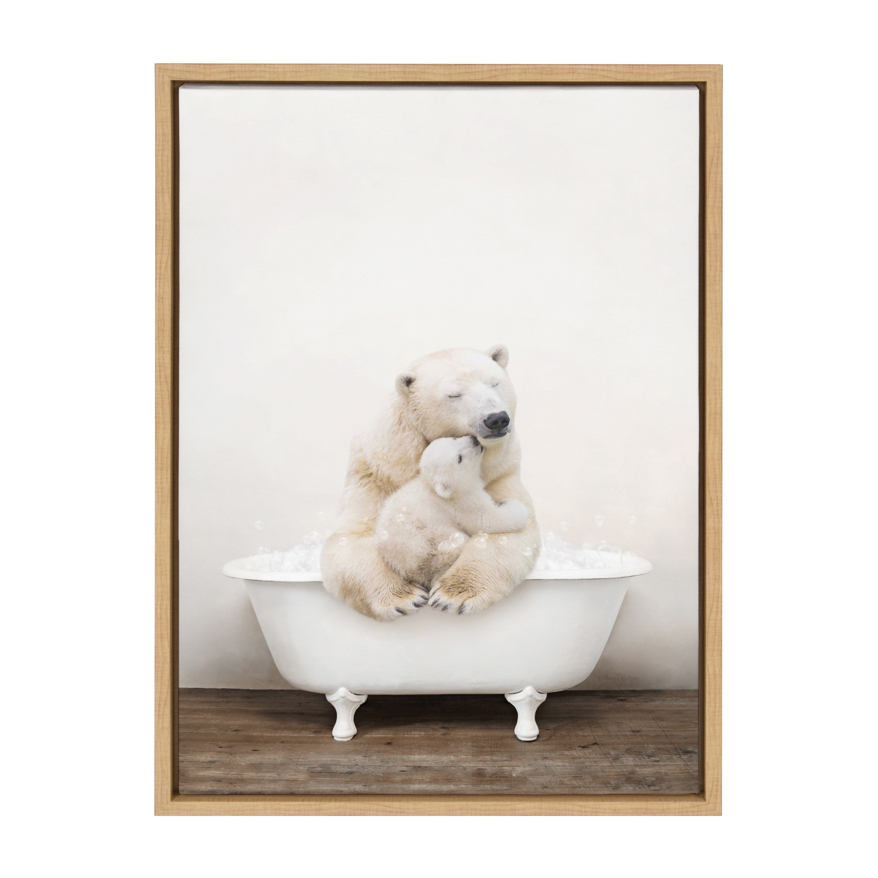 Sylvie Mother and Baby Polar Bear in Rustic Bath Framed Canvas by kateandlaurel - product image 20 for Resin Society