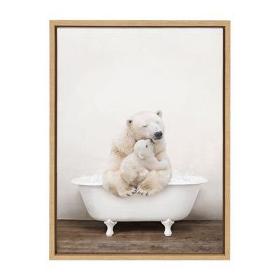 Sylvie Mother and Baby Polar Bear in Rustic Bath Framed Canvas by kateandlaurel - product image 20 for Resin Society