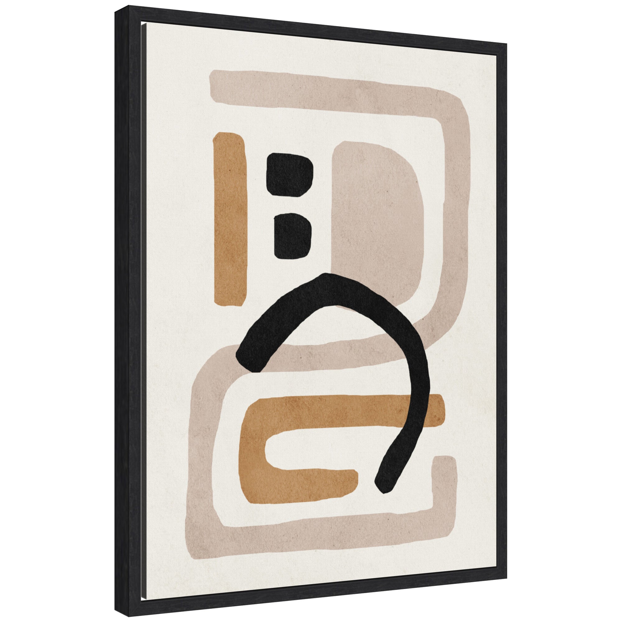 Sylvie Neutral Abstract 2 Minimal Modern Art framed canvas print displayed in a minimalist interior setting
