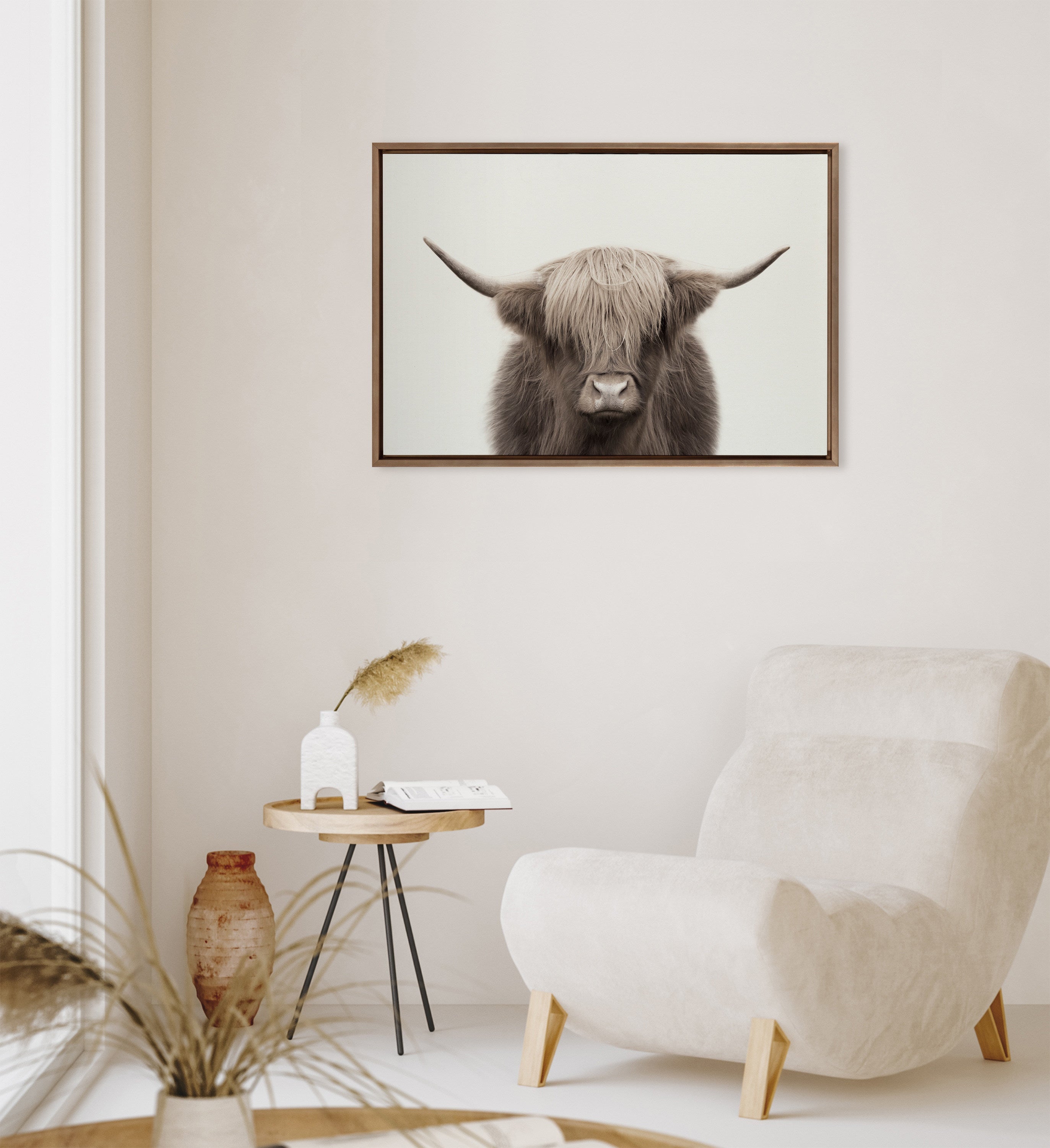 Sylvie Hey Dude Highland Cow Color Framed Canvas by kateandlaurel - product image 12 for Resin Society