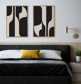 Sylvie Eye Catching Sleek Abstract 6 Black and Beige Framed Canvas by kateandlaurel - product image 11 for Resin Society