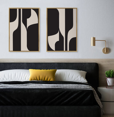 Sylvie Eye Catching Sleek Abstract 6 Black and Beige Framed Canvas by kateandlaurel - product image 11 for Resin Society