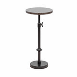 Engles Adjustable Marble Table and Plant Stand showing round decorative tabletop and adjustable base mechanism