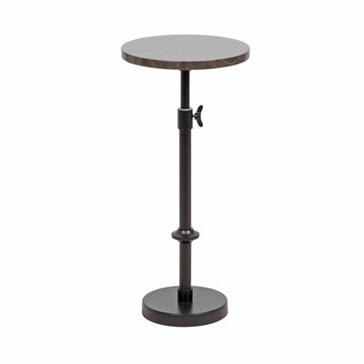 Engles Adjustable Marble Table and Plant Stand showing round decorative tabletop and adjustable base mechanism