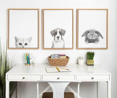 Sylvie Rabbit Framed Canvas by Simon Te of Tai Prints