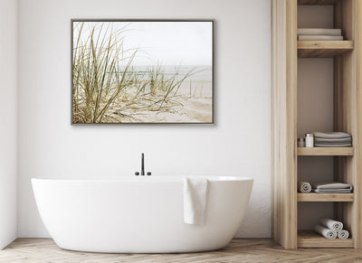 Sylvie Calming Beach Grass Framed Canvas by The Creative Bunch Studio