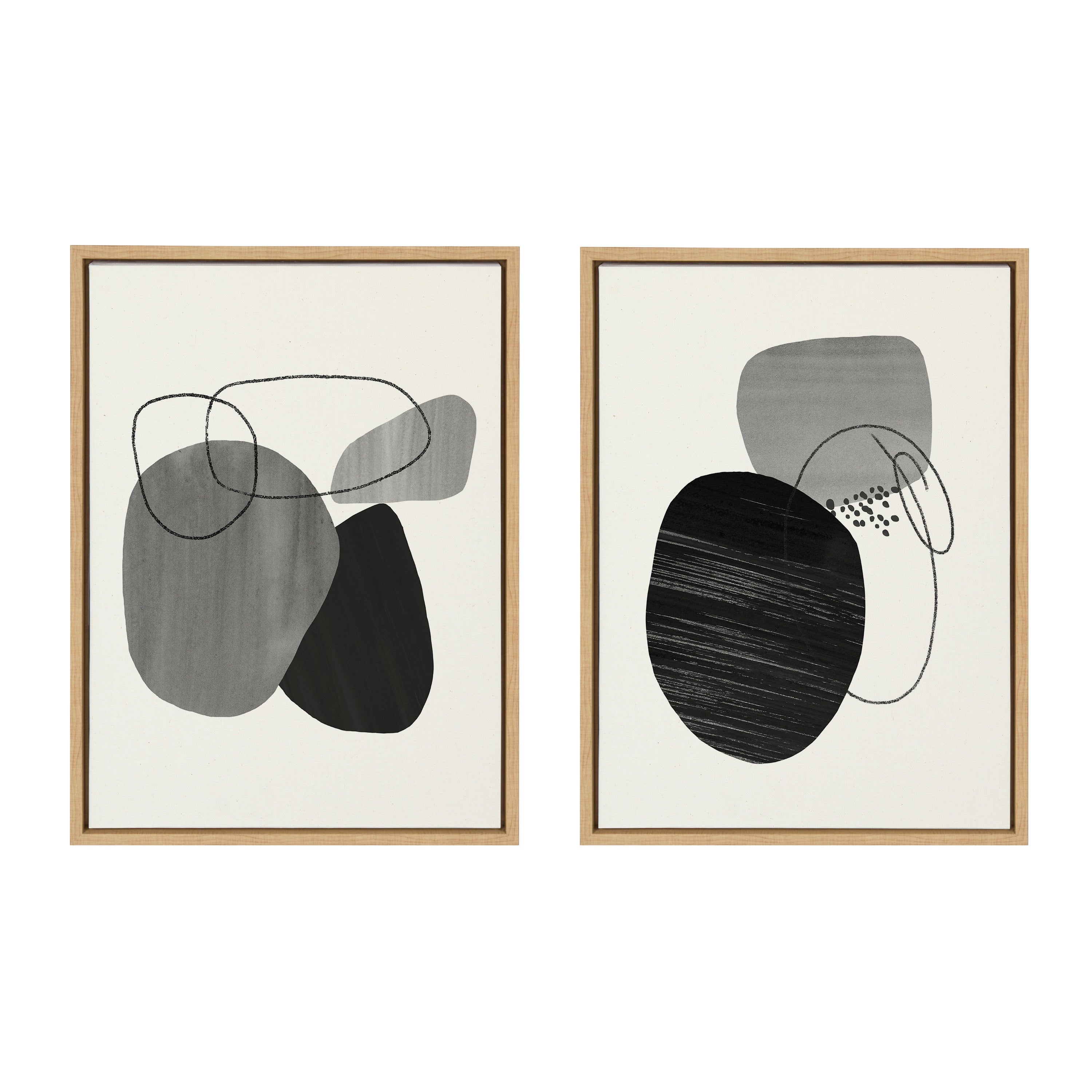 Sylvie 863 Abstract Rocks and 864 On The Rocks Framed Canvas Set by kateandlaurel - product image 11 for Resin Society