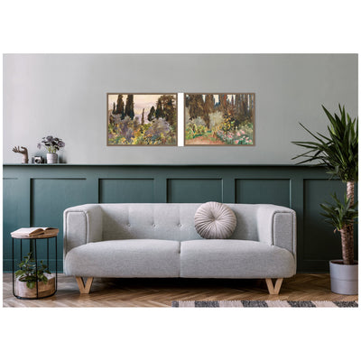 Granada 1912 & Gardens at Florence John Singer Sargent 2 Piece Framed Canvas Wall Art Set by Nostalgia Prints