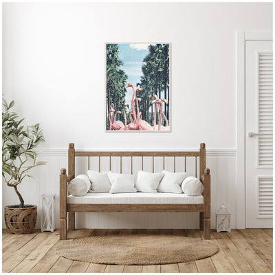 Sylvie Palm Trees and Flamingos Framed Canvas by Sarah Eisenlohr