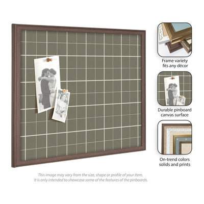 Framed Fabric Pinboard Sage Green Plaid Wall Organization