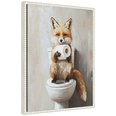 Sylvie Cute Fox Toilet Paper Roll Toilet Bathroom Art Framed Canvas by kateandlaurel