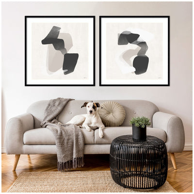Abstract Neutral 01 & 02 2 Piece Framed Wall Art Print Set by Gabrielly Guedes
