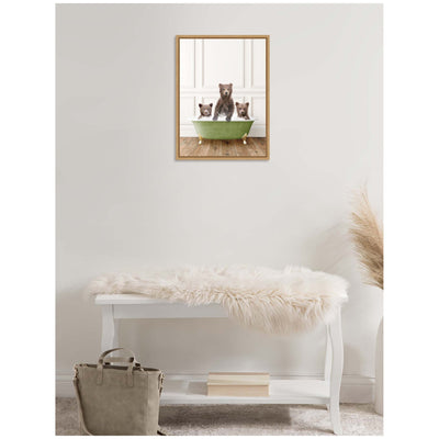 Sylvie Three Bear Cubs in Transitional Bathtub Framed Canvas by Amy Peterson