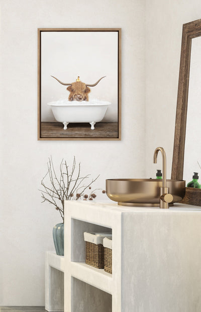 Sylvie Highland Cow and Duckling in Rustic Bath Framed Canvas by kateandlaurel - product image 10 for Resin Society