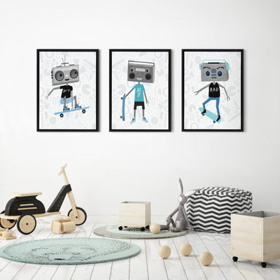 Sylvie Boom Box Boy 1 Framed Canvas by Molly Fabiano, Black 18x24 by kateandlaurel - product image 7 for Resin Society