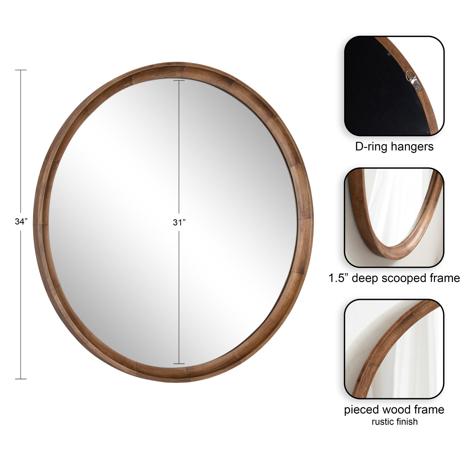 Hatherleigh Round Wood Wall Mirror