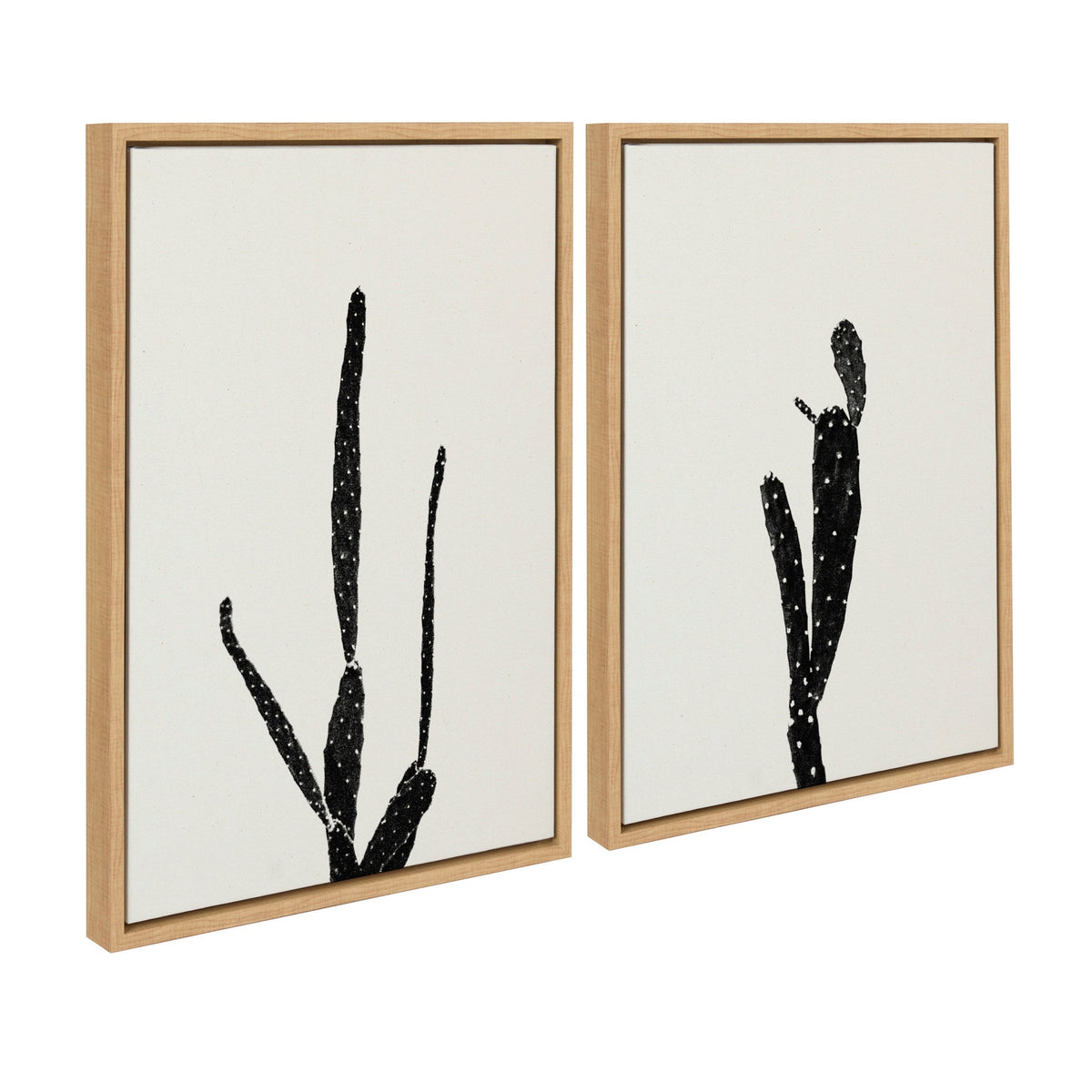 Sylvie Black and White Vintage Film Grain Cactus 1 and 2 Framed Canvas by kateandlaurel - product image 2 for Resin Society
