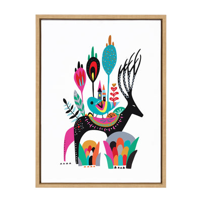 Framed canvas art titled Sylvie Move House with a natural color polystyrene floating frame