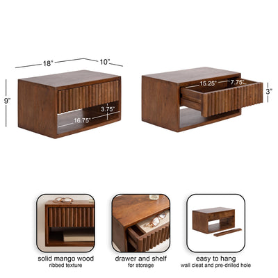 Reid Floating Wood Side Table with Open Storage