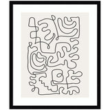 Connected Lines framed wall art print by Gabrielly Guedes, showing abstract line design on neutral background in a wooden frame