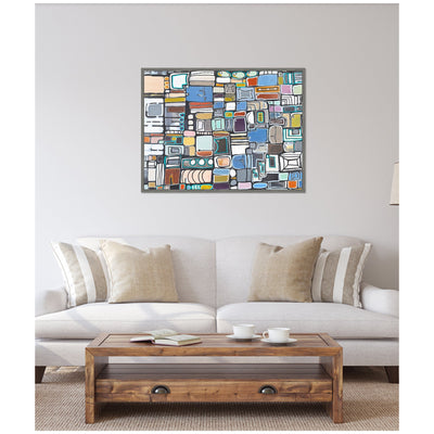 Sylvie Newsprint Horizontal Framed Canvas by Leah Nadeau