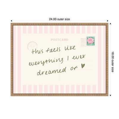 Vintage Postcard Print Pink Stripe Travel Dream by Lucky Guava Framed Canvas Wall Art Print