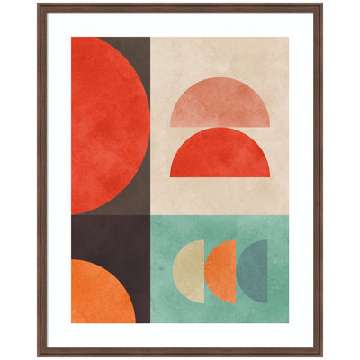 Framed wall art print titled Circles in Harmony No.
11 by Vitor Costa, showing geometric circle patterns in warm tones.