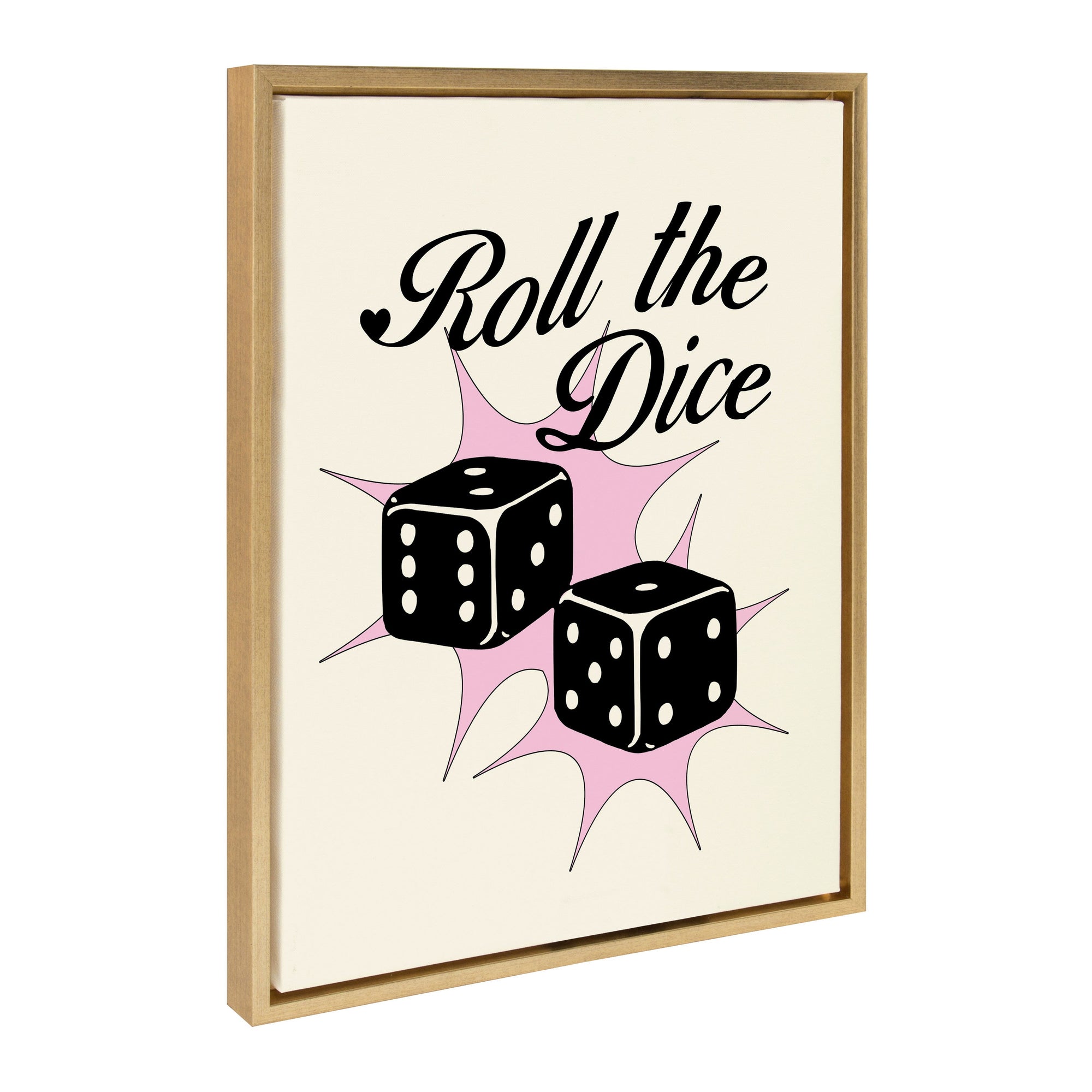 Sylvie Roll The Dice Pink framed canvas art by Alli Standefer showing pink dice on a light background