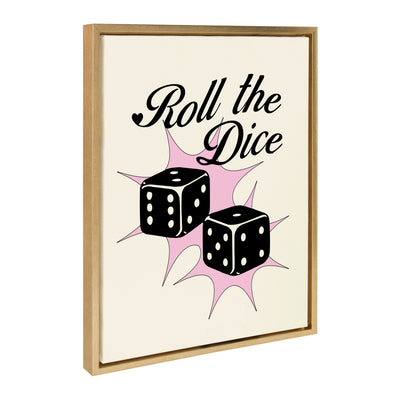 Sylvie Roll The Dice Pink framed canvas art by Alli Standefer showing pink dice on a light background