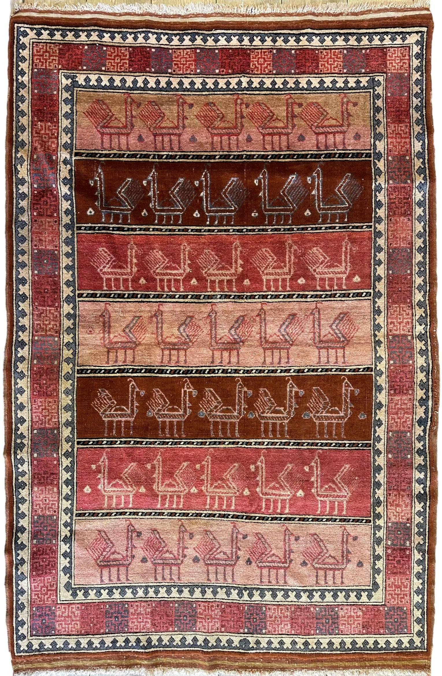 Decorative Silk Afghani Rug mid 20th Century 3’10”X5’10” by Rugistan - main product image for Resin Society