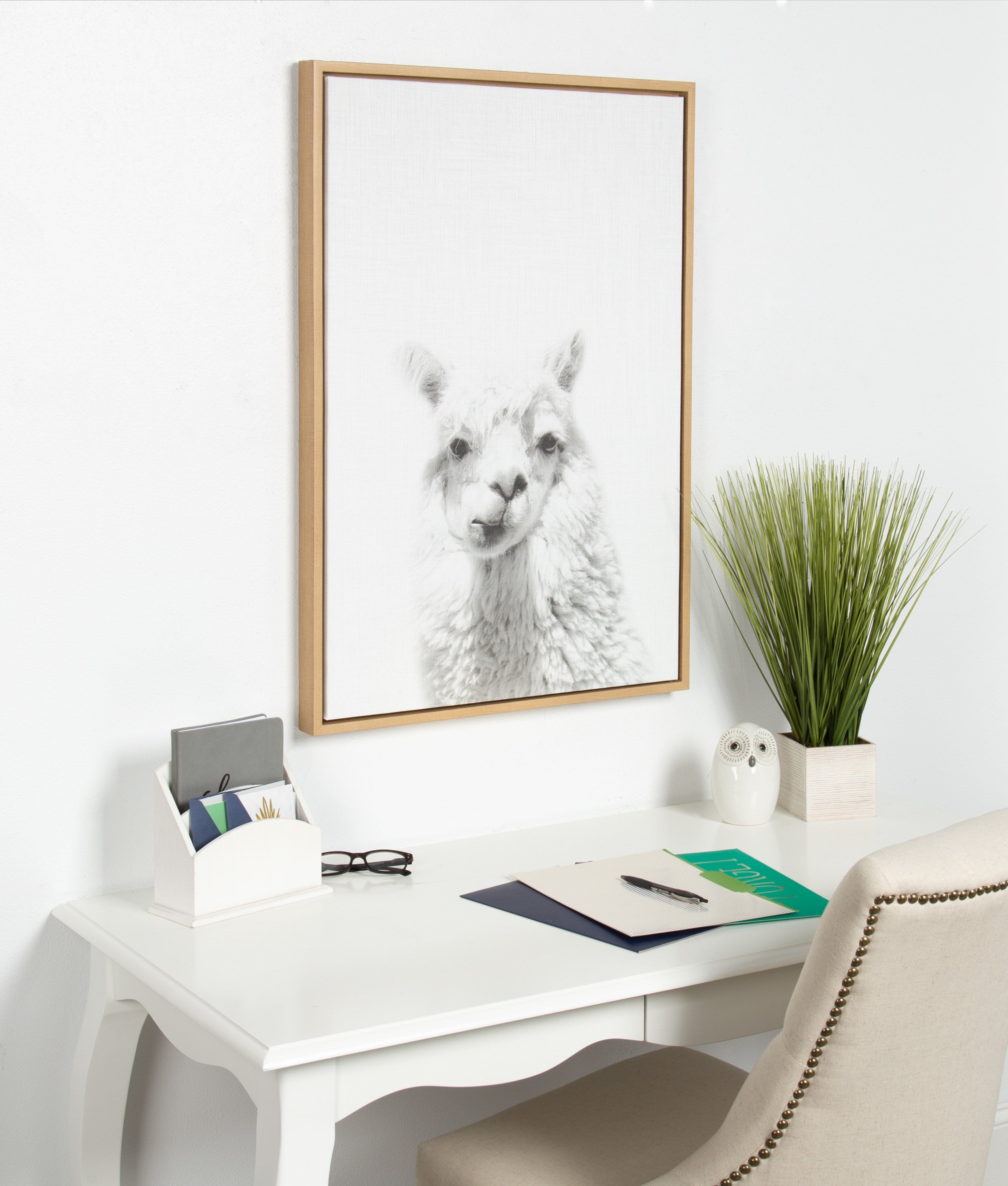 Sylvie Alpaca Framed Canvas by Simon Te of Tai Prints