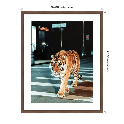 Framed Art Tiger in the City at Night 2 by Michael Schauer