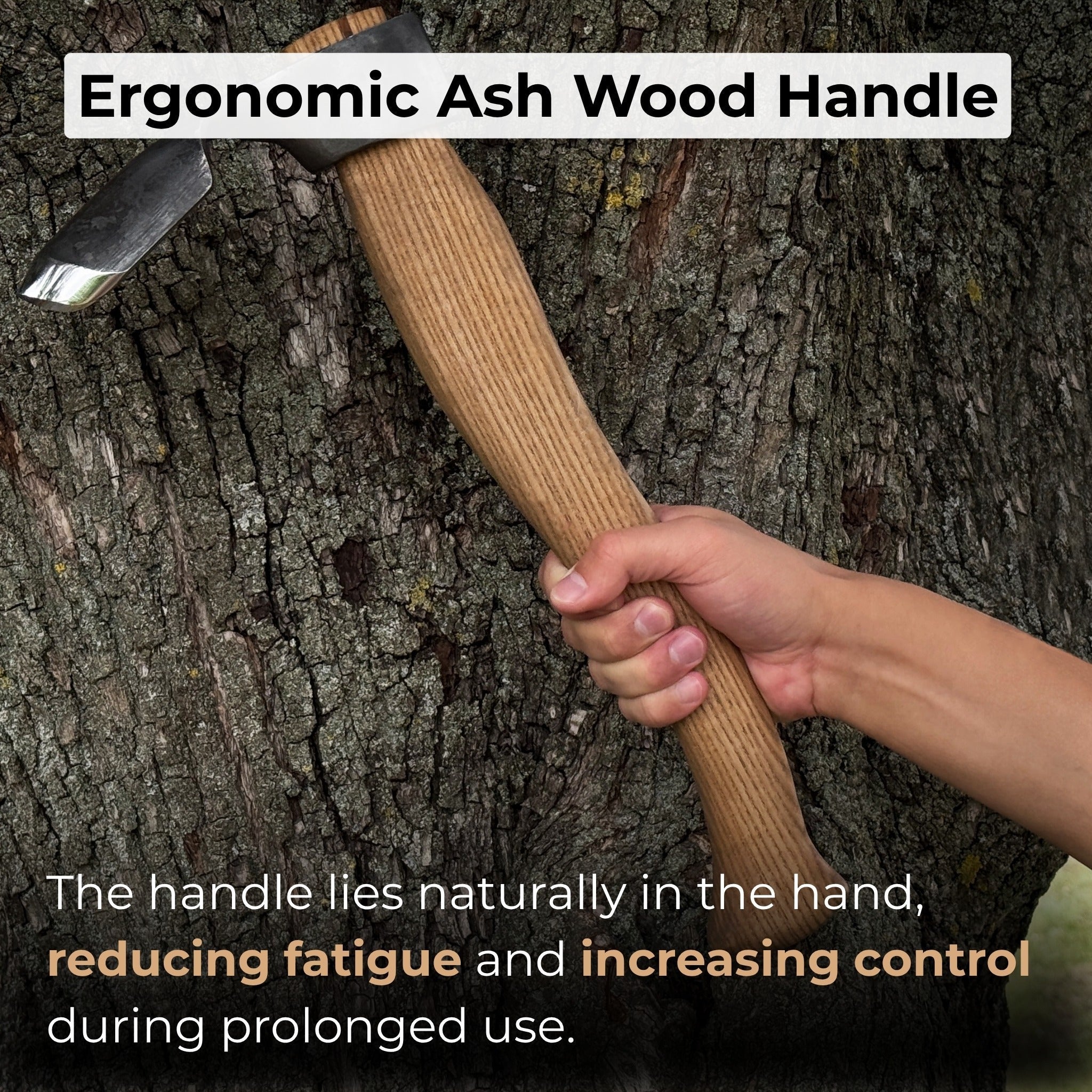 Deep Curved Bowl Adze with hand-forged carbon steel blade and ash wood handle