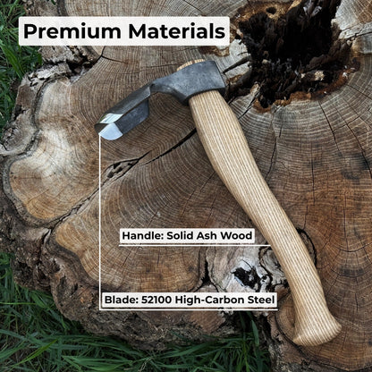 Deep Curved Bowl Adze with hand-forged carbon steel blade and ash wood handle