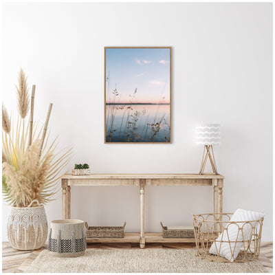 Sylvie Serene Sunset Lake Landscape Framed Canvas by Patricia Hasz