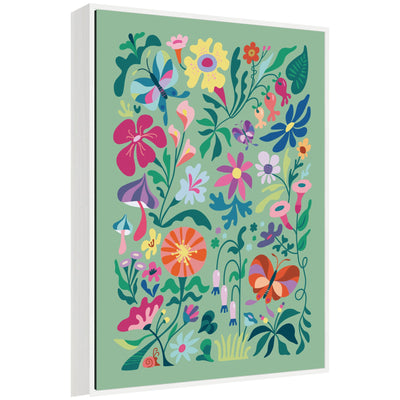 Sylvie Wild flowers and Butterflies Framed Canvas by Rachel Lee