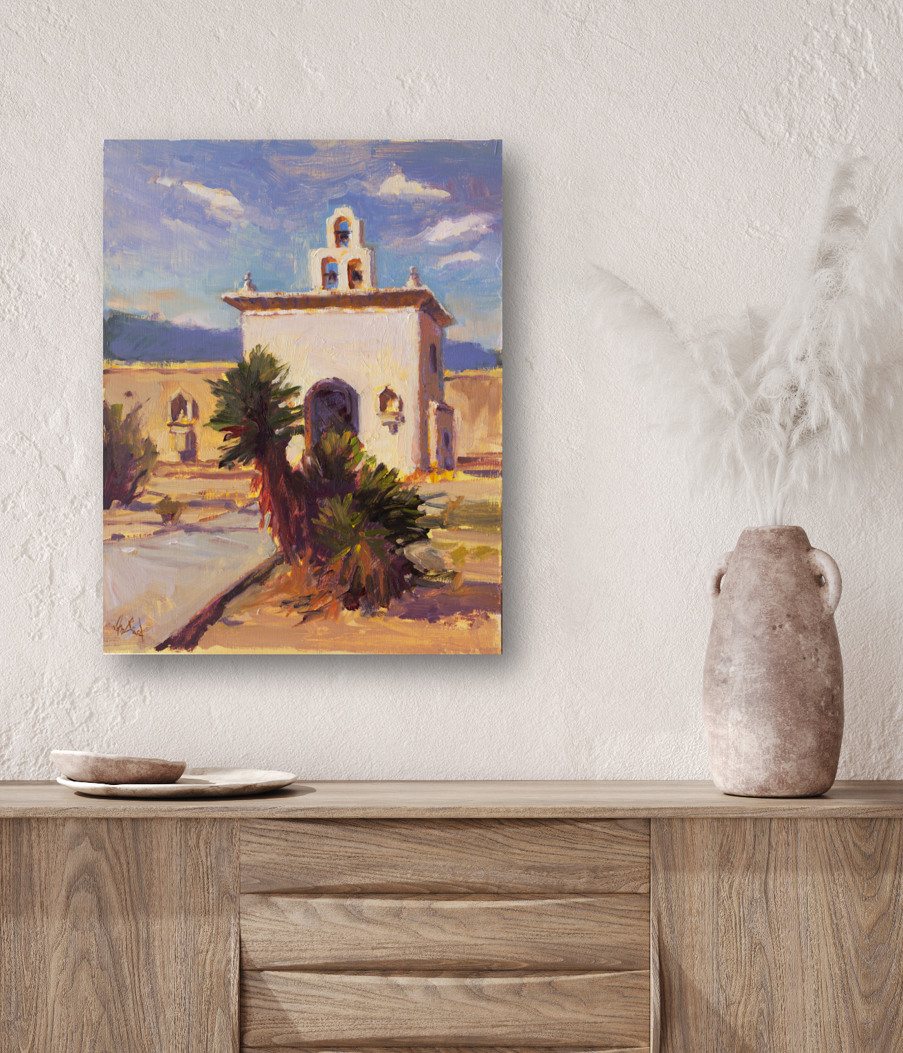 Desert Chapel Artist Enhanced Canvas Print