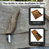 Detail Chip Carving Knife with 3 cm blade and ash wood handle by Sharky Forged Steel Tools