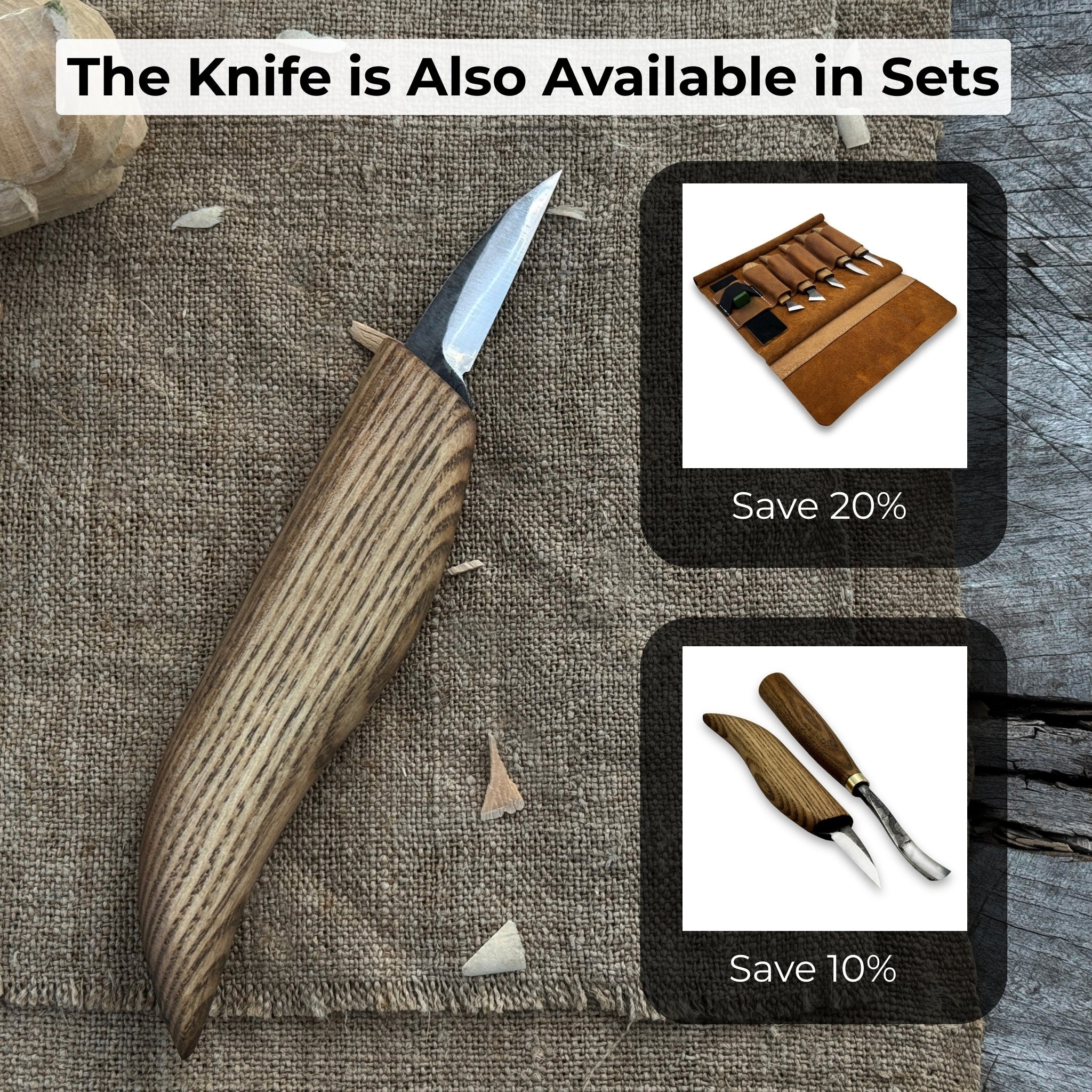 Detail Knife for Wood Carving with 4 cm blade and ash wood handle by Sharky Forged Steel Tools