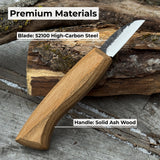 Detail wood carving knife with 5 cm blade and ash wood handle by Sharky Forged Steel Tools