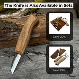 Detail wood carving knife with 5 cm blade and ash wood handle by Sharky Forged Steel Tools