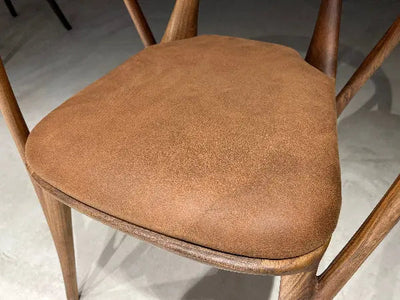Luxury premium solid walnut chair in Italian style with natural wood finish