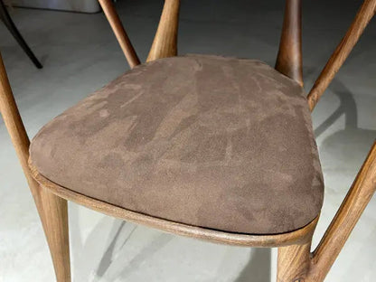 Luxury premium solid walnut chair in Italian style with natural wood finish