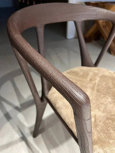Luxury premium solid walnut chair in Italian style with natural wood finish