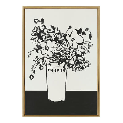 Sylvie 1043 Black and White Vase Framed Canvas by Teju Reval of by kateandlaurel - main product image for Resin Society