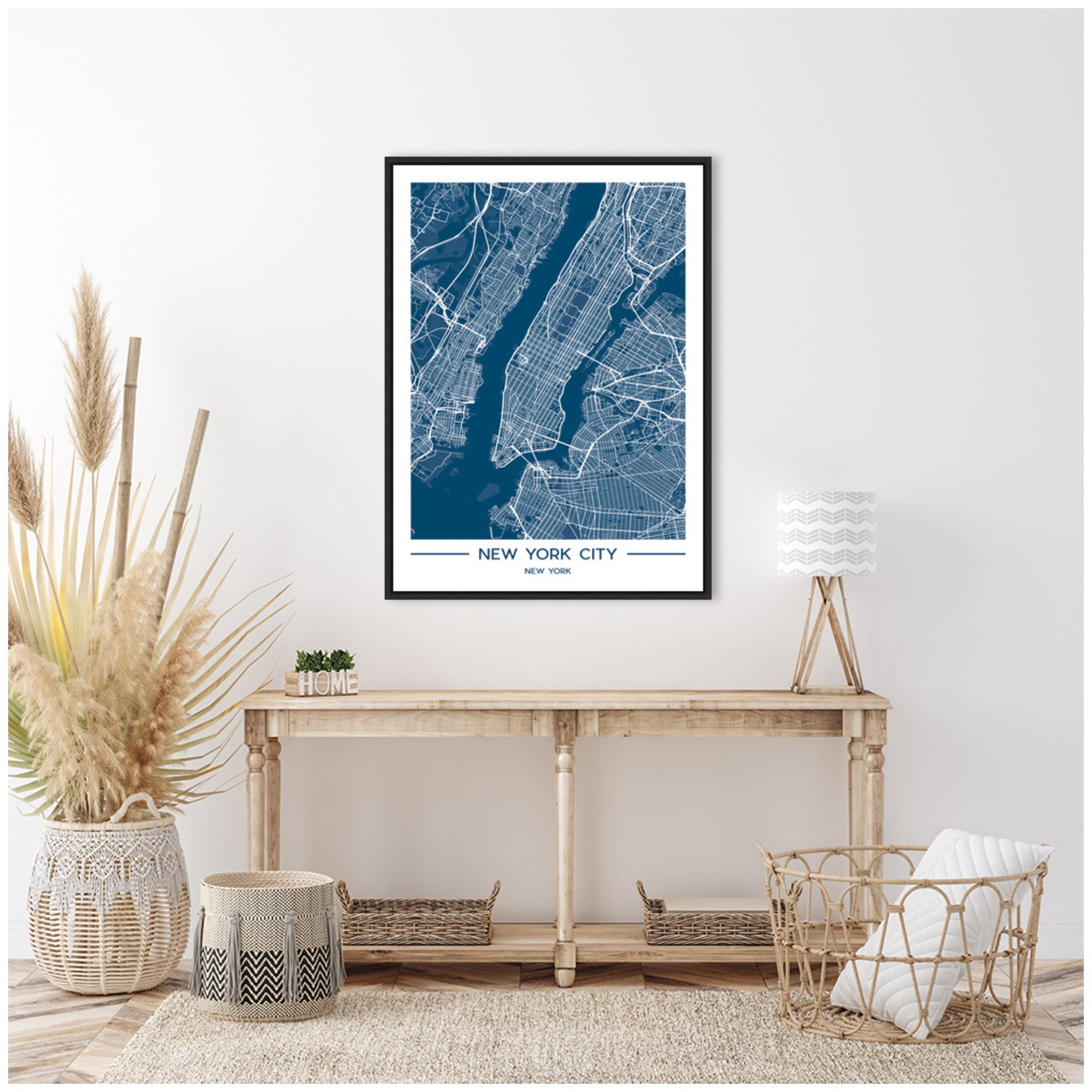 Sylvie NYC Blue Color Map Framed Canvas by Jake Goossen