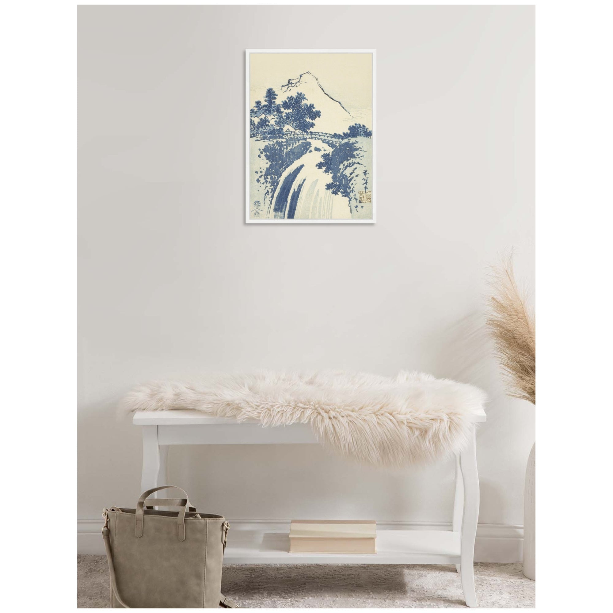 Sylvie Katsushika Hokusai Landscape with Waterfall 1831 Framed Canvas